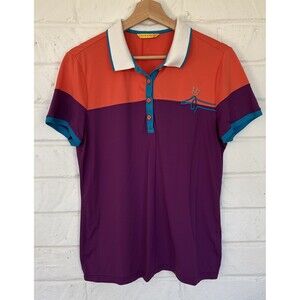 Louis Castel Golf Polo Shirt Women's Size 105 Orange Purple Sports Outdoor